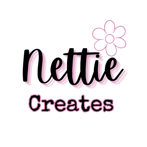 Nettie Creates Pink and Black Logo with Pink Daisy Outline