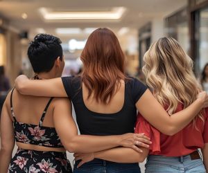three best girlfriends going shopping